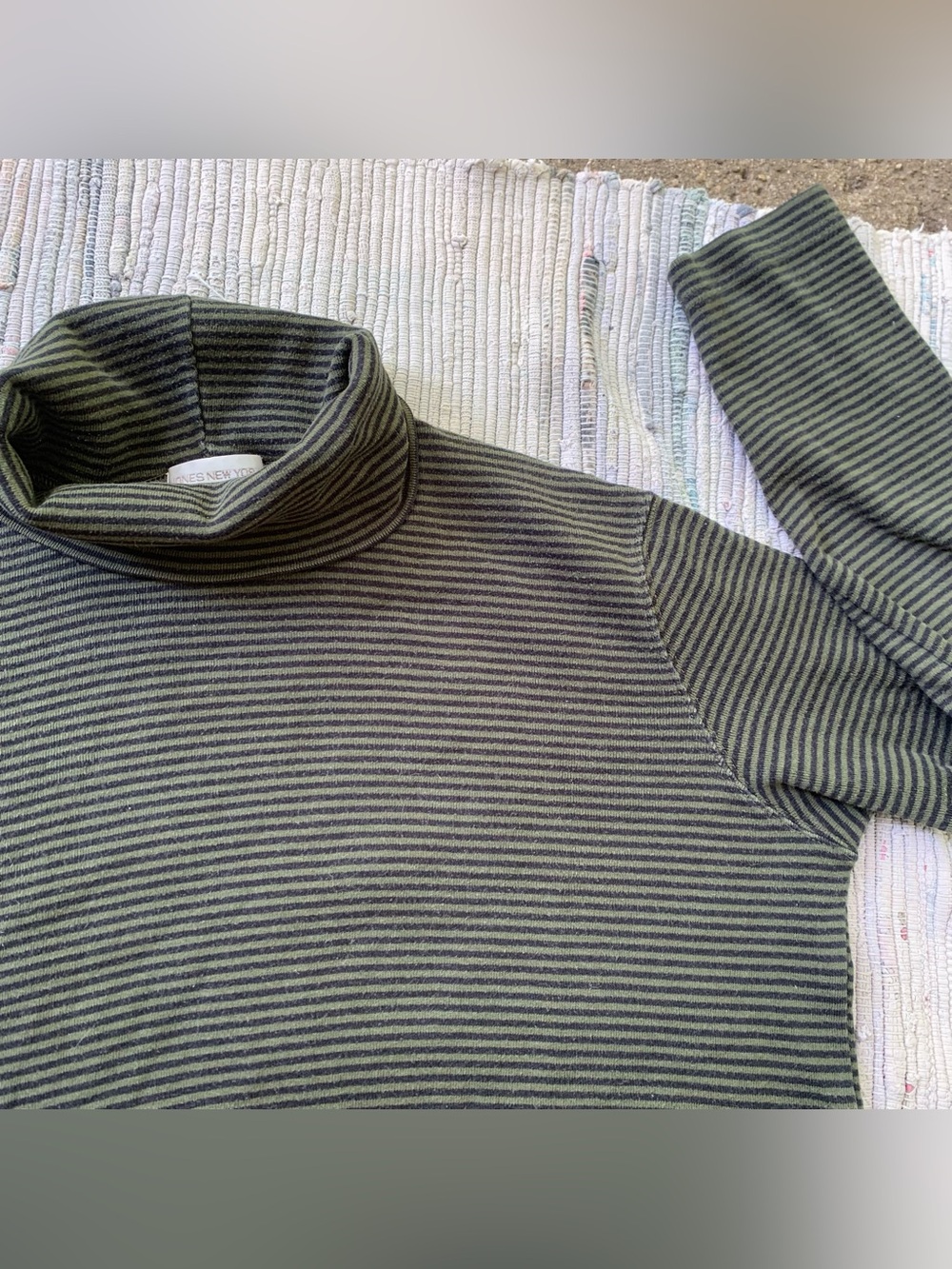 Vintage jny cotton Large Stripe Turtleneck Sweater